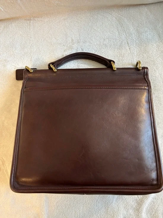 Coach Brown Vintage Willis Leather Top-Handle Satchel with Gold-Tone Turn Lock - Picture 2 of 13